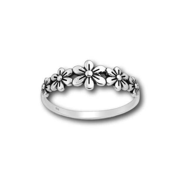Zilveren ring 5 flowers