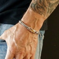 Bali style armband zilver & leer
