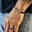 Bali style schakel armband zilver & leer