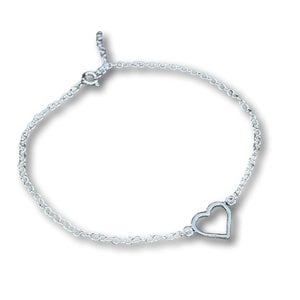 Zilveren enkelbandje hartje