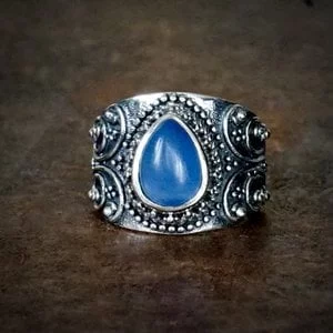 Blauwe Chalcedoon ring Divya