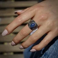 Zilveren ring  Blauwe Chalcedoon Divya