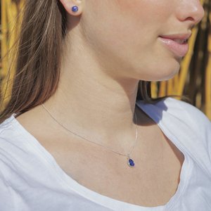 Blauwe Saffier ketting druppel