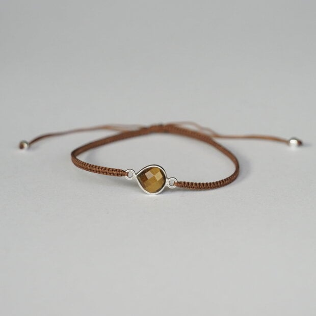Edelsteen armbandje  Tiger-eye druppel