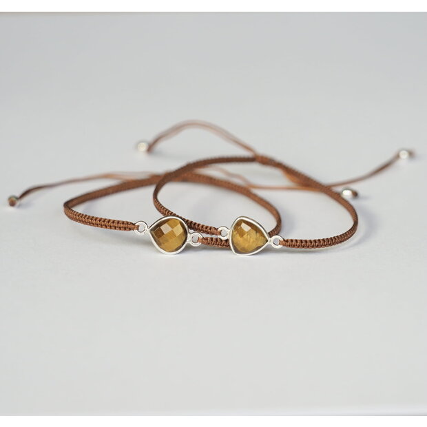Edelsteen armbandje  Tiger-eye druppel