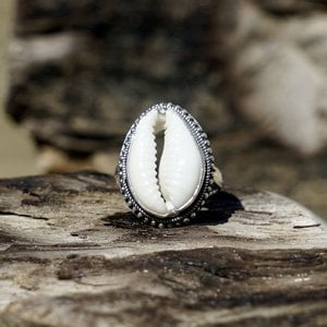 Zilveren Cowrie shell  ring