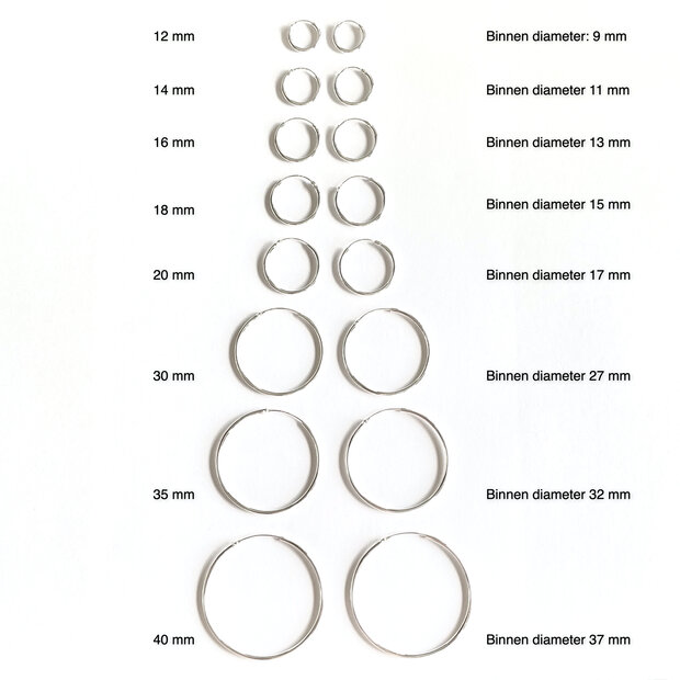 Zilveren oorringen 40 mm