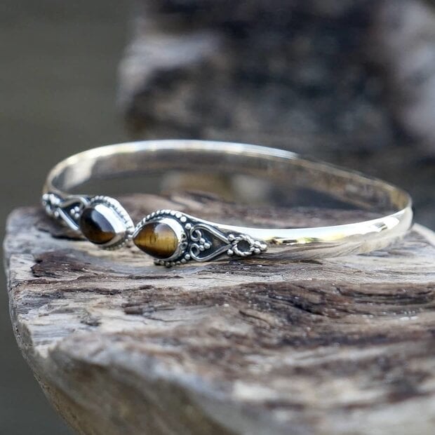 Zilveren edelsteen armband Vanida Tiger eye