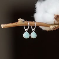 Zilveren hoop oorringen Amazonite