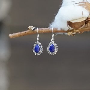 Zilveren oorbellen Lapis lazuli Mahala