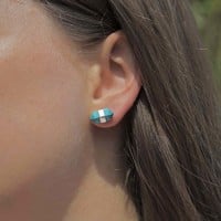 Oorknopjes Turquoise dubbeleinder