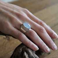 Zilveren ring small Anello Blue Chalcedone