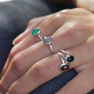 Zilveren edelsteen ring piccola Black Onyx