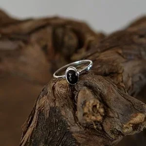 Zilveren edelsteen ring piccola Black Onyx