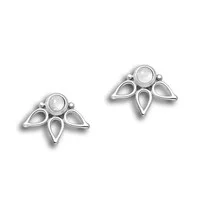 Zilveren oorknopjes Maansteen Lotus
