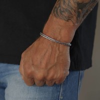 Zilveren heren armband   Square