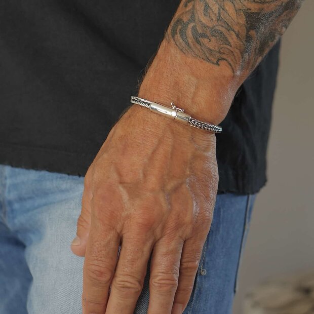 Zilveren heren armband   Square