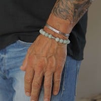 Zilveren heren armband   flat