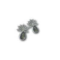 Zilveren oorknopjes Lotus Labradoriet