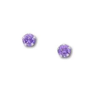 Zilveren oorknopjes Crystal purple
