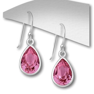 Zilveren oorbellen Crystal roze