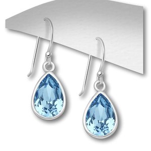 Zilveren oorbellen Crystal skyblue