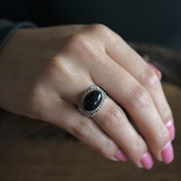 Zilveren Black Onyx ring Jadha