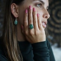 Zilveren ring met Smaragd Lusa