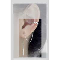 Zilveren zig-zag earcuff met threader