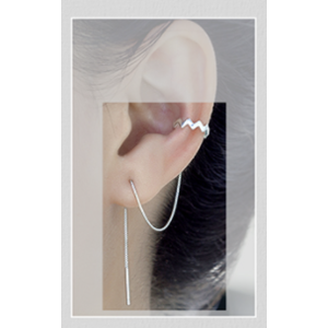 Zilveren zig-zag earcuff met threader