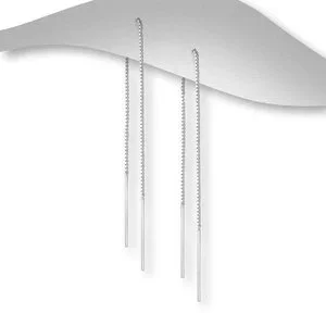 Zilveren minimal bar ear threaders