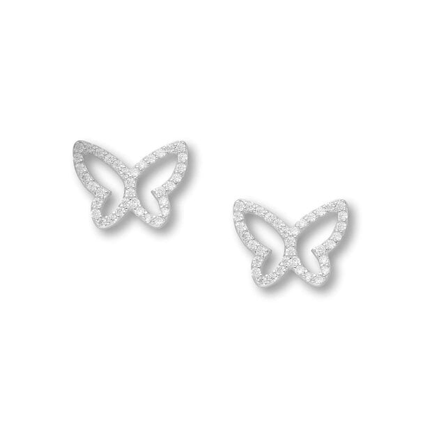Zilveren oorknopjes zirkonia vlinder
