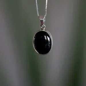 Black Onyx hanger zilver