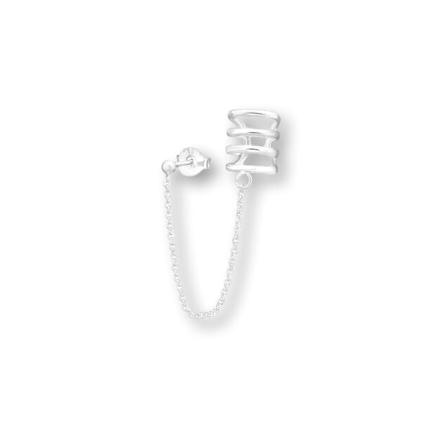 Zilveren chain earcuff Quattro
