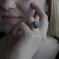 Zilveren ring Labradoriet Jane