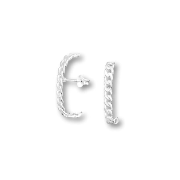 Zilveren oorstekers chain pin