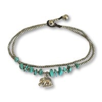 Enkelbandje olifant turquoise blauw