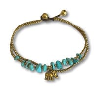 Enkelbandje Elephant turquoise blauw