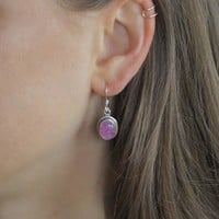 Zilveren oorbellen Pink Moonstone