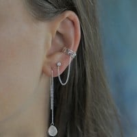 Zilveren Ear jacket earcuff