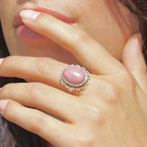 Zilveren ring Rhodonite Flower Power