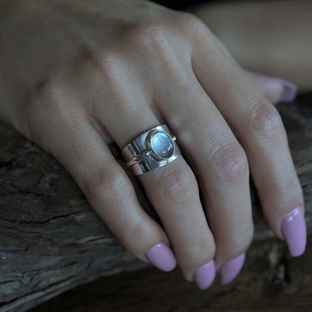 Zilveren ring Labradoriet Persuan