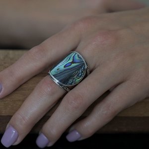 Zilveren Boho ring Abalone