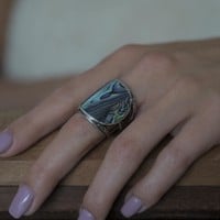 Zilveren Boho ring Abalone