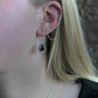 Zilveren oorbellen Black Onyx Mahala