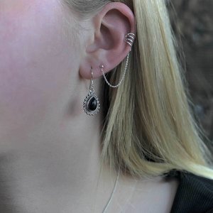 Zilveren oorbellen Black Onyx Mahala