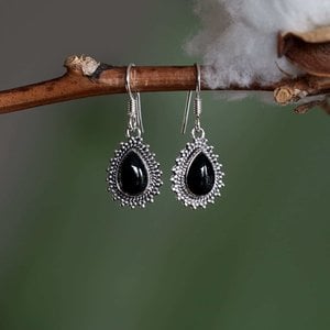 Zilveren oorbellen Black Onyx Mahala