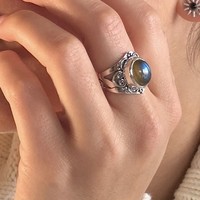 Zilveren Labradoriet ring Penny
