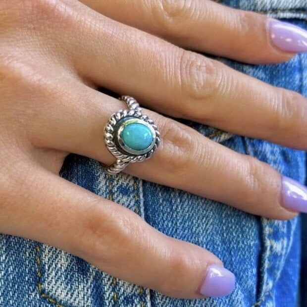 Zilveren ring Turquoise Love