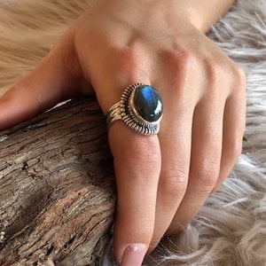 Zilveren ring Labradoriet Jenny